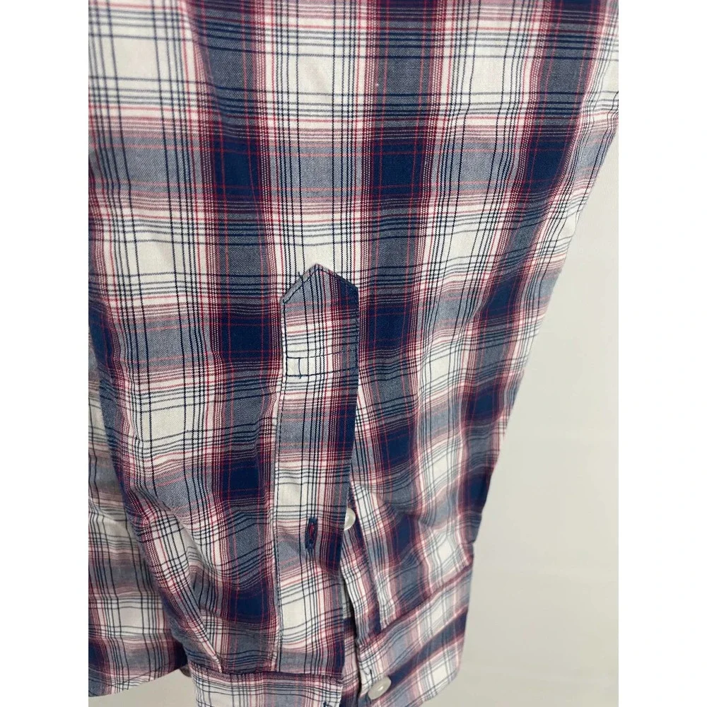 J. Crew Size XL men’s Plaid Button Down Shirt Long Sleeve Blue White 98% Cotton